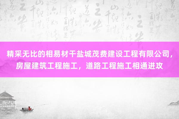 精采无比的相易材干盐城茂费建设工程有限公司，房屋建筑工程施工，道路工程施工相通进攻